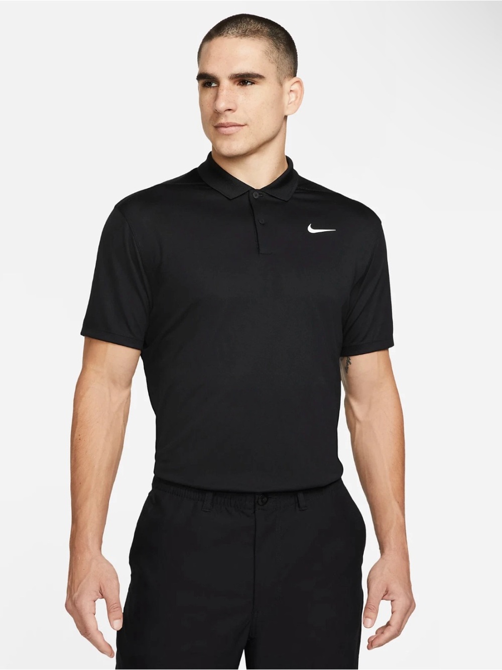 Nike Mens Short Sleeve Tennis Polo Shirt Black Sz Large DD8372-010